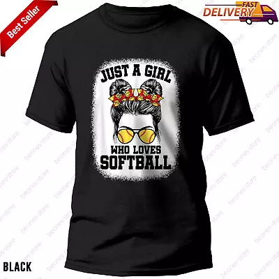 Girl Softball Fan Player Messy Bun Funny Softball Lover T-Shirt Sport Tee Gift • $20.99