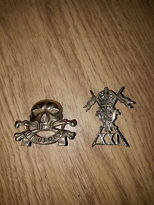 17th And 21st Lancers' Death Or Glory Regiment Badges In Brass X2 • £16