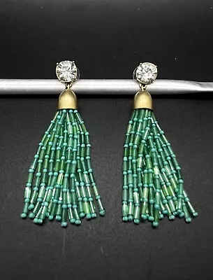 J.Crew Green Tassel Earrings MINT • $12.95