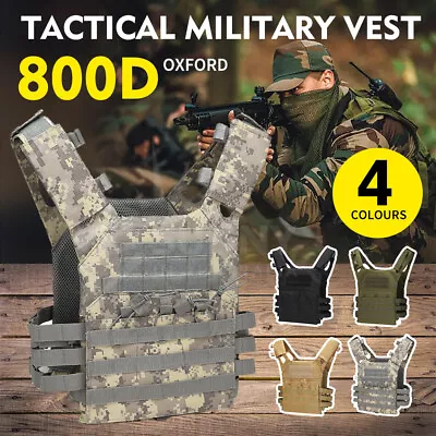 Military Tactical Vest JPC Airsoft Molle Combat Plate Carrier Paintball Hunting • $32.45