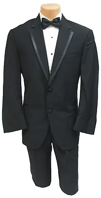 Men's Black Calvin Klein Rome Tuxedo Jacket 100% Wool Grosgrain Satin Trim 38L • $29.99