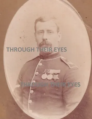 Cdv Photo Victorian Royal Marine Soldier Wearing Egypt Medals Portsmouth  C 1890 • £40