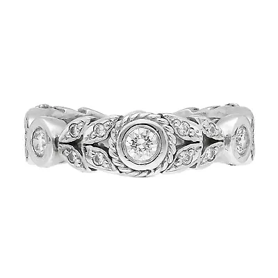 Penny Preville 18k White Gold Diamond Eternity 5.6mm Wide Band Ring Size 6.25x • $4650