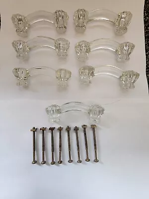 Vintage Glass Drawer Pulls/Cupboard Handles Lot Of 7 With Hardware • $42.50