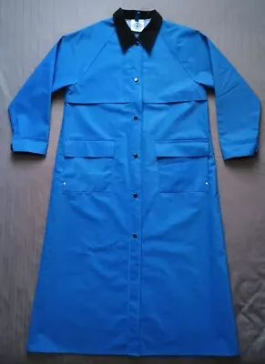 Vintage Charles River Apparel Vinyl Rain Jacket Womens Medium Blue Corduroy Coat • $29.25