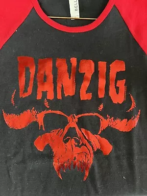 DANZIG 2018 / 30th Anniversary Tour Women's Raglan Red Foil Print T-shirt Small • £25