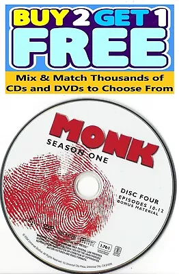 Monk (DVD) First Season 1 Disc 4 Replacement Disc U.S. Issue Single Disc Only • $3.99