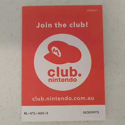Nintendo DSi XL - Club Nintendo Card Only - Collector's Item - Free Postage! • $4.99