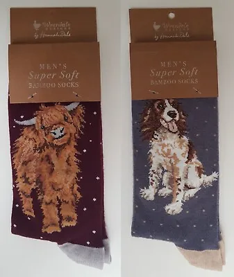 WRENDALE MEN'S SUPER SOFT BAMBOO SOCKS Bear Cow Fox Labrador Pheasant Stag • £7.99