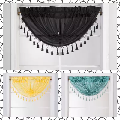 $9.50 • Buy 1pc Kitchen Faux Silk Waterfall Valance Swag Window Curtain W/tassel Trim Jk57 