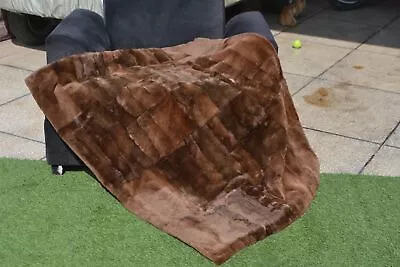 Genuine Real Sheared Mink Fur Blanket Large Size Throw 50  X 40  Rug - 4913 • $299