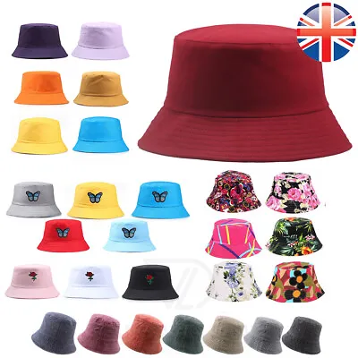 Van Der Linn Fisherman Bucket Hat Cotton Adult Men Women Plain Pattern Festival • £4.88