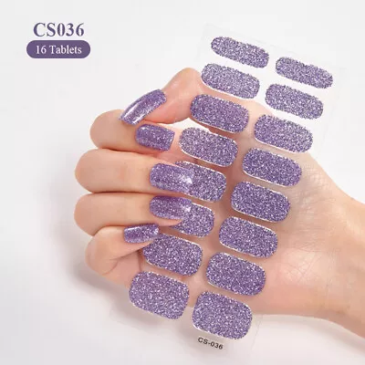 16Tip Gel Nail Sticker Foil Glitter Self-Adhesive Full Nail Wraps DIY Nail Art • $1.49