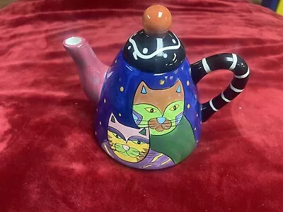 MILSON AND LOUIS Hand Painted Ceramic Cat Teapot With Lid Laurel Burch Style • $50