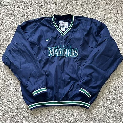 Seattle Mariners  Pullover Windbreaker Mens XXL Blue MLB Lined Jacket V Neck • $34.97