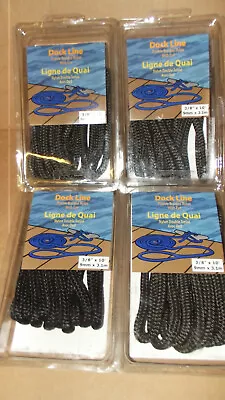 Set Of 4 3/8  X 10' Double Braid Nylon Dock Line Mooring Anchor Rope Black • $31.99