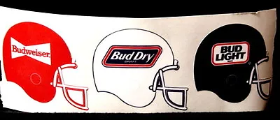 3 Vtg Budweiser Bud Dry Bud Light Football Helmet Beer Stickers Rare & Old • $20.25