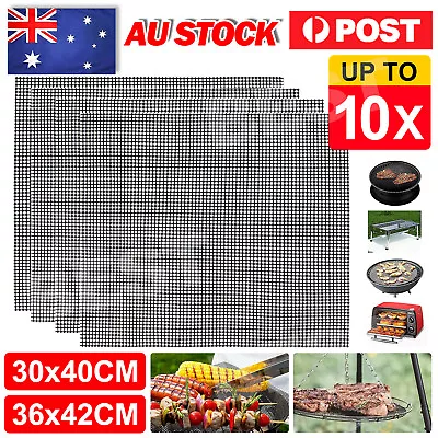 Upto 10 PCS Charcoal BBQ Grill Mesh Mat Non-Stick Cooking Barbecue Liner Sheet • $6.45