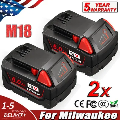 2X For Milwaukee M18 18V Extended Capacity Battery Lithium XC 6.0 AH 48-11-1860 • $48.99