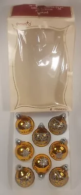 Christmas Ornament Pyramid Gold Glitter Set Of 8 With Box Vintage Holiday Decor • $49.99