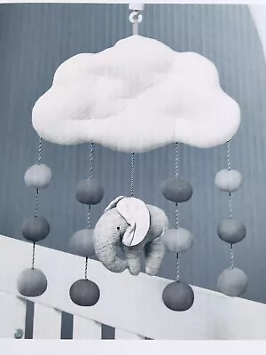 Mamas & Papas Welcome To The World Rain Cloud Elephant Musical Baby Cot Mobile • £25