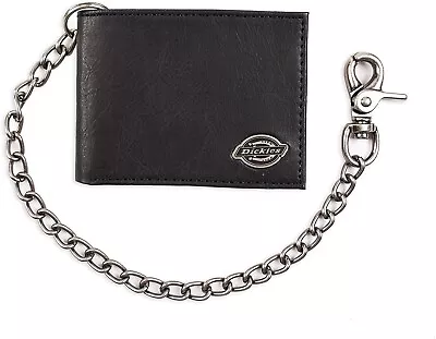 Dickies Men's Leather Slimfold Wallet With Chain Black • $19.99