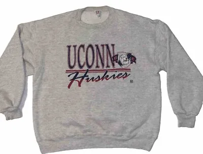 Vintage 1992 Uconn Huskies Crewneck Sweatshirt Size M/L Embroidered • $45