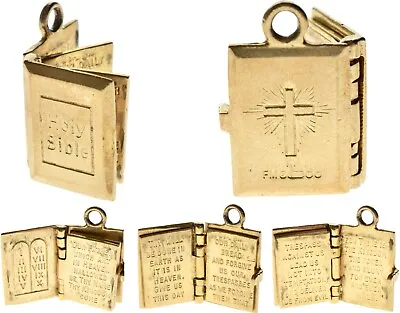 Charm 9ct Gold Vintage Bracelet Jewellery Bible Opens Lords Prayer [B] • £180