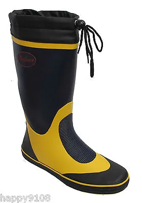 £24 • Buy Seafarer Sailing Boat Deck Rubber Wellington Boots Wellies Grey/Yellow 