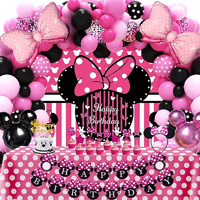 Pink Mouse Birthday Decorations Party Supplies For 1St 2Nd 3Rd Year Girl Baby Sh • $59.99