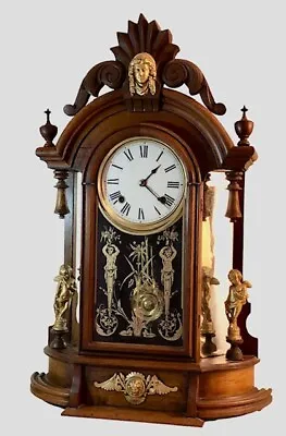 Ansonia Triumph Mantel Clock 1880s Antique Cherubs Chimes Pendulum Tested Works • $1127.08