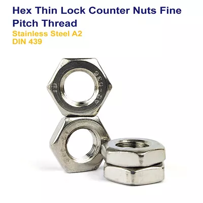 M8 M10 M12 M14 M16 M18 M20 M24 M30 Fine Thread Thin Lock Nuts Stainless Steel • £123.59