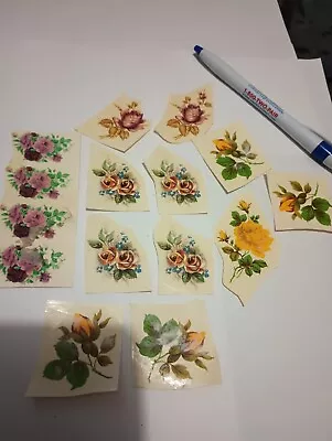 Vintage Water Transfer Ceramic Decals 15 Small Rose Flowers. • $5