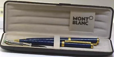 Montblan Noblesse Oblige Blue Gold Ball Point Pens Original Box • $575