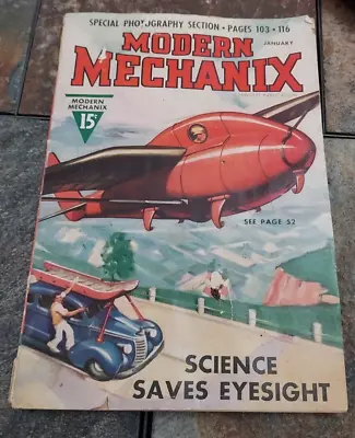 Vtg January 1938 Modern Mechanix Magazine • $12.99