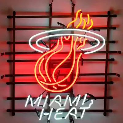 Miami Heat Sport Logo Neon Sign Beer Bar Man Cave Bar Lamp Wall Decor 24x20 • $220