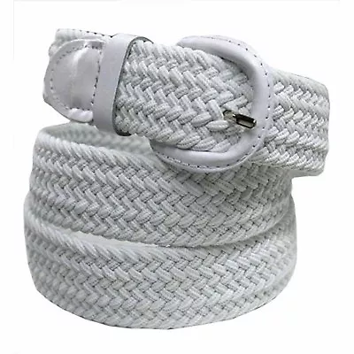 7001 Men's New Leather Covered Buckle Woven Elastic Stretch Belt 1-1/4   Unisex • $11.99