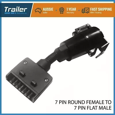 Trailer Adapter Plug 7 PIN Round Female To Flat Male Caravan Boat Connector • $16