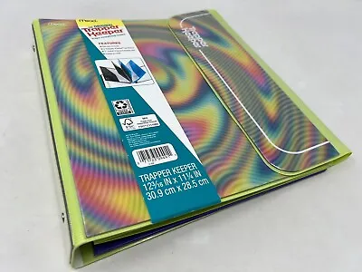 New Mead Trapper Keeper 3 Ring Binder Psychedelic Swirl Colors W 2 Folders • $25.95