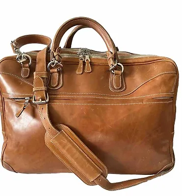 MULHOLLAND BROTHERS Leather Weekender Carry On Travel Bag Or Breifcase • $204