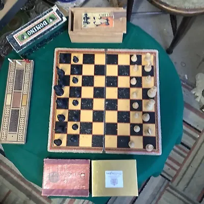 £70 • Buy Antique /Vintage  Compendium, Of 5 Quality Games  - Chess Dominoes  Cribbage Etc