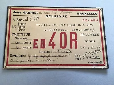 £10 • Buy QSL Radio Card Belgium 1929 Ref 65355