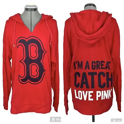 PINK Victoria’s Secret Red Sox I’m A Great Catch Oversized Hoodie Pullover • $24.99