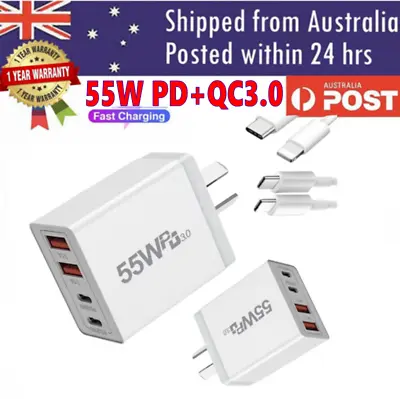 4 Port USB-C 55W PD Fast Charging Wall USB C Charger Power Adapter Type-C Brick • $16.19