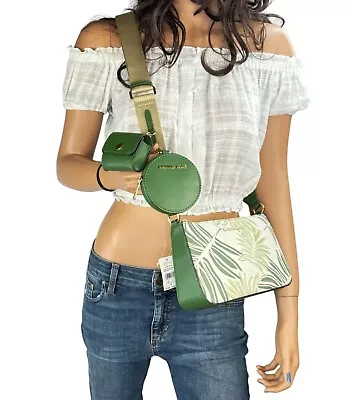 Michael Kors Jet Set Travel Small Crossbody Bag Tech Attached Fern Green Multi • $169.80