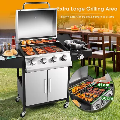 £229.99 • Buy Deluxe Gas BBQ Grill Stainless Steel 4 Burner + 1 Side Outdoor Barbecue 