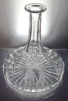 Irena 24% Lead Crystal Glass Decanter  11  Engraved Golfer No Stopper Set Prop  • £19.99