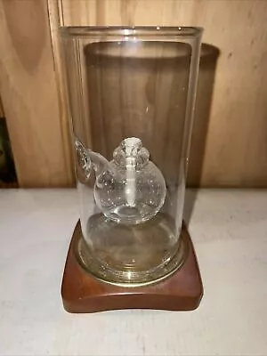 Wolfard Glass Blowing Company Glass Oil Lamp 6” 6 3/4  With Wooden Base New • $29.99