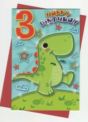 3rd Birthday Card Boy Dinosaurs Age 3 Colour Inside FREE P&P • £1.95