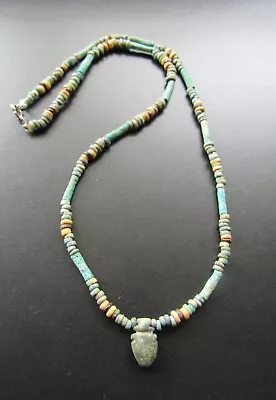 NILE  Ancient Egyptian Heart  Amulet Mummy Bead Necklace Ca 600 BC • $125